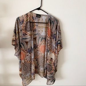 Printed chiffon kimono
